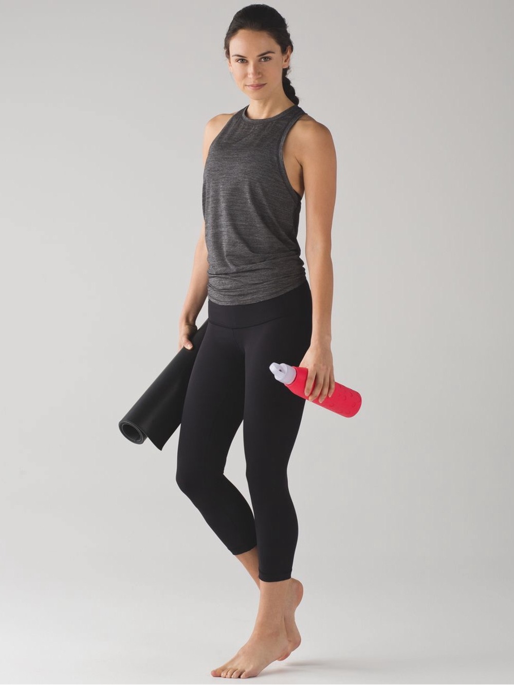312. Lululemon Hot Like Agni Singlet Heathered Black size 8 PTP 14-16”